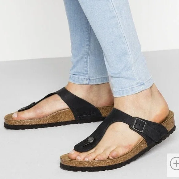 Birkenstock Gizeh Oiled Leather Sandals in Black 40 - Picture 15 of 16